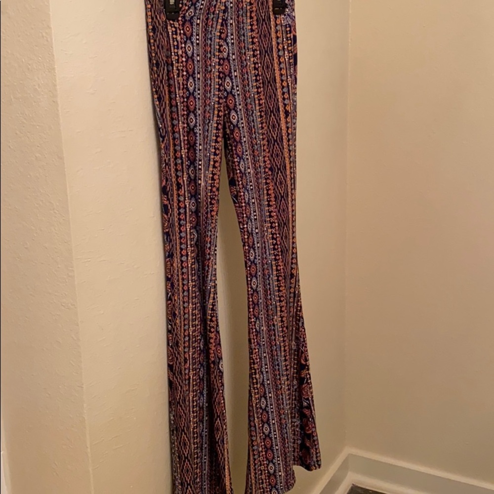 Multicolored Stretchy Boho Flare Pants